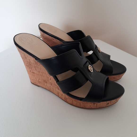 Guess Black Wedge Sandals - Picture 2 of 8
